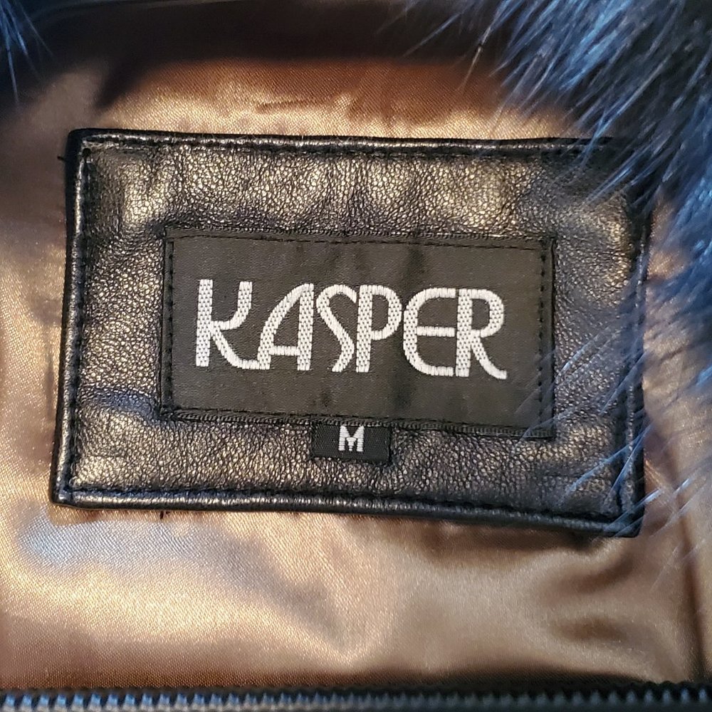 Kasper Black Calf Skin Leather Coat M - Picture 8 of 10